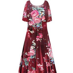 Sanctuarie Autumn Bloom Burgundy Floral Print Princess Cut Dress 4x/5x - NWT